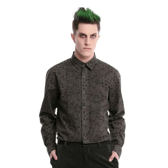DC Comics The Joker Woven Tuxedo Button-Up Long Sleeve Shirt Men's Gray Size M - Picture 9 of 9